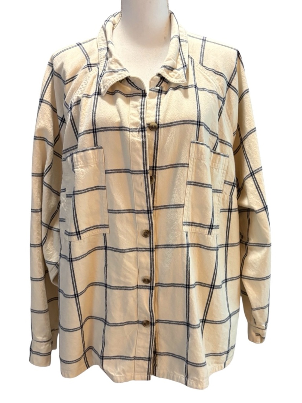 Universal Thread Cream Plaid Button-Down Shirt Jacket